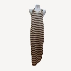 Elif for Jordan Taylor Women's Knit Black & Gold Striped A- Line Tank Dress
